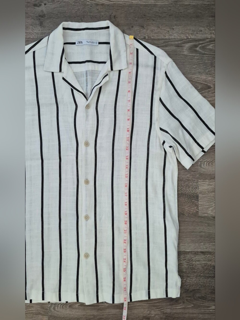 Zara Short-Sleeve Button-Down Shirt with Black Stripes - Large - Picture 5 of 7